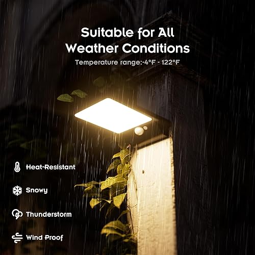 Miniatura 7 de Paquete de 2 lámparas solares de pared para exteriores, impermeable, modelo 2025, batería de 2000 mAh, 350 lúmenes, 3 modos, blanco cálido de 3000