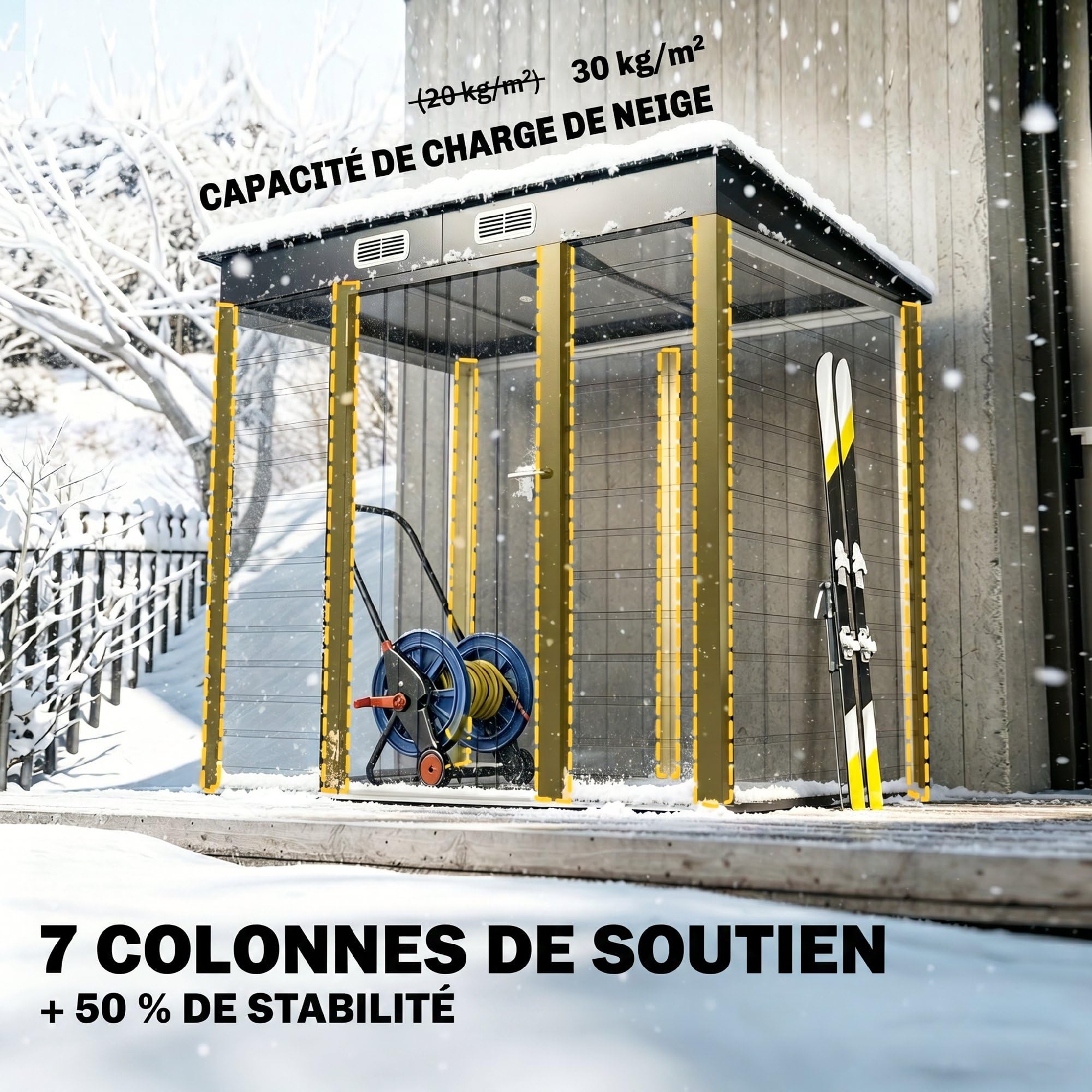 Outsunny Abri de Jardin en métal 2,5 m² Facile à Monter, cabane de Jardin 191x130x183cm Structure en Acier galvanisé améliorée, cabanon Rangement Outils Gants Portes verrouillables aérations, Gris