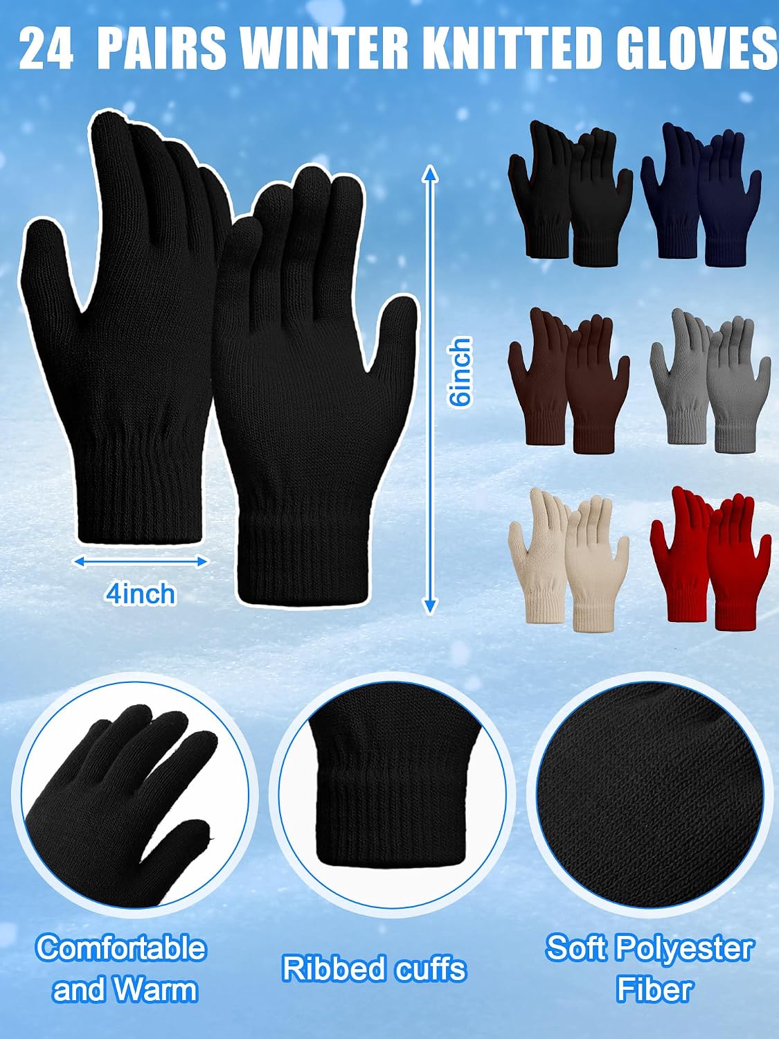 Shyyween Kids Beanies Hat and Gloves Winter set bulk with Organza Bags Warm Knitted Beanie for Boys Girls Christmas Warm Gift