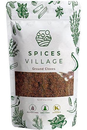 Spices Village Ground Cloves, 8 Ounces, Ground Clove Spice fot Tea, Richly Flavored Cloves Powder for Curries, Pickles and Pumpkin Spices - Certified Kosher, Gluten Free, Non GMO, Resealable Bulk Bag