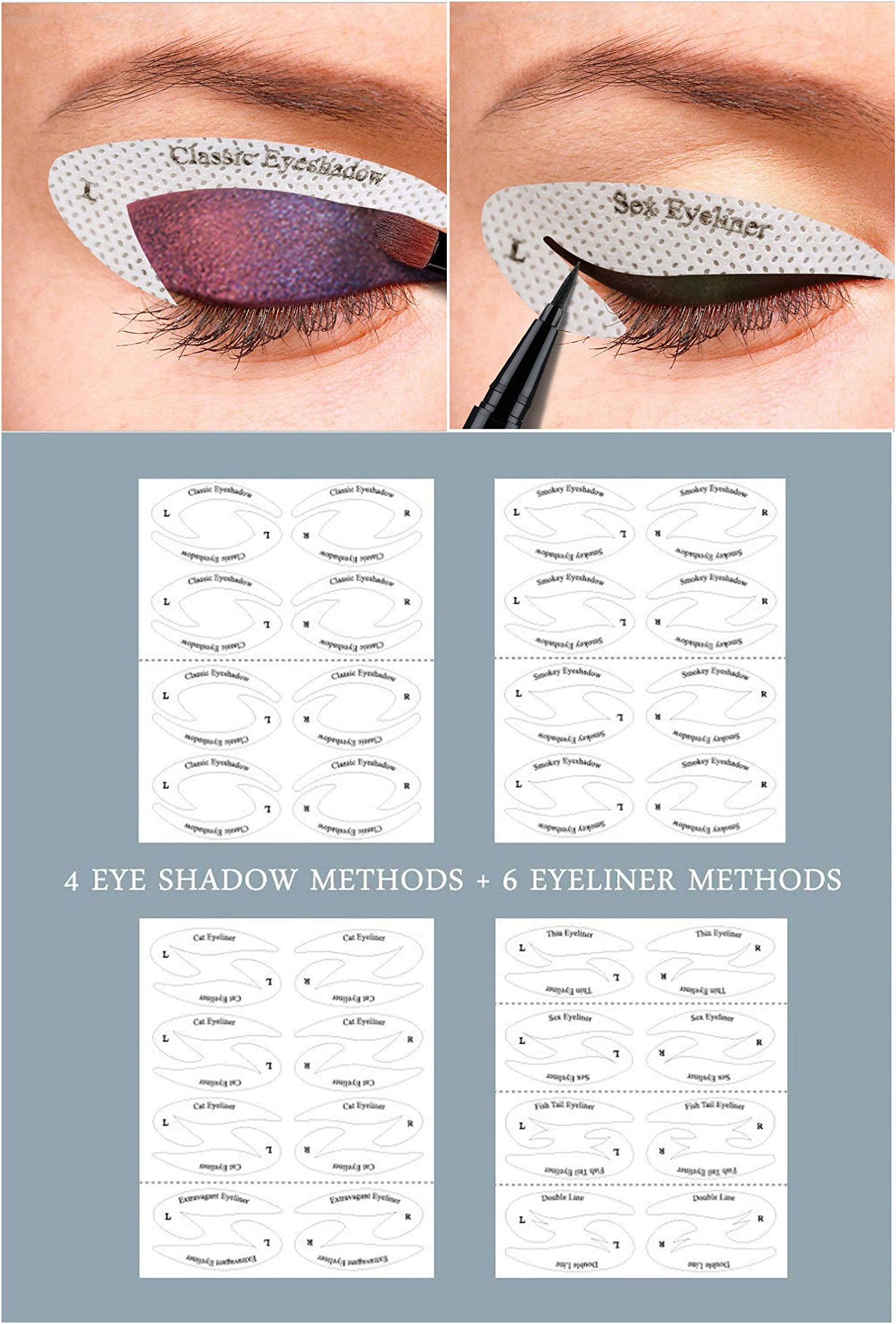 S.A.V.I 32 Styles 4 Sheets Eye Makeup Quick Eyeliner Eye-shadow Stencil Stickies For Women
