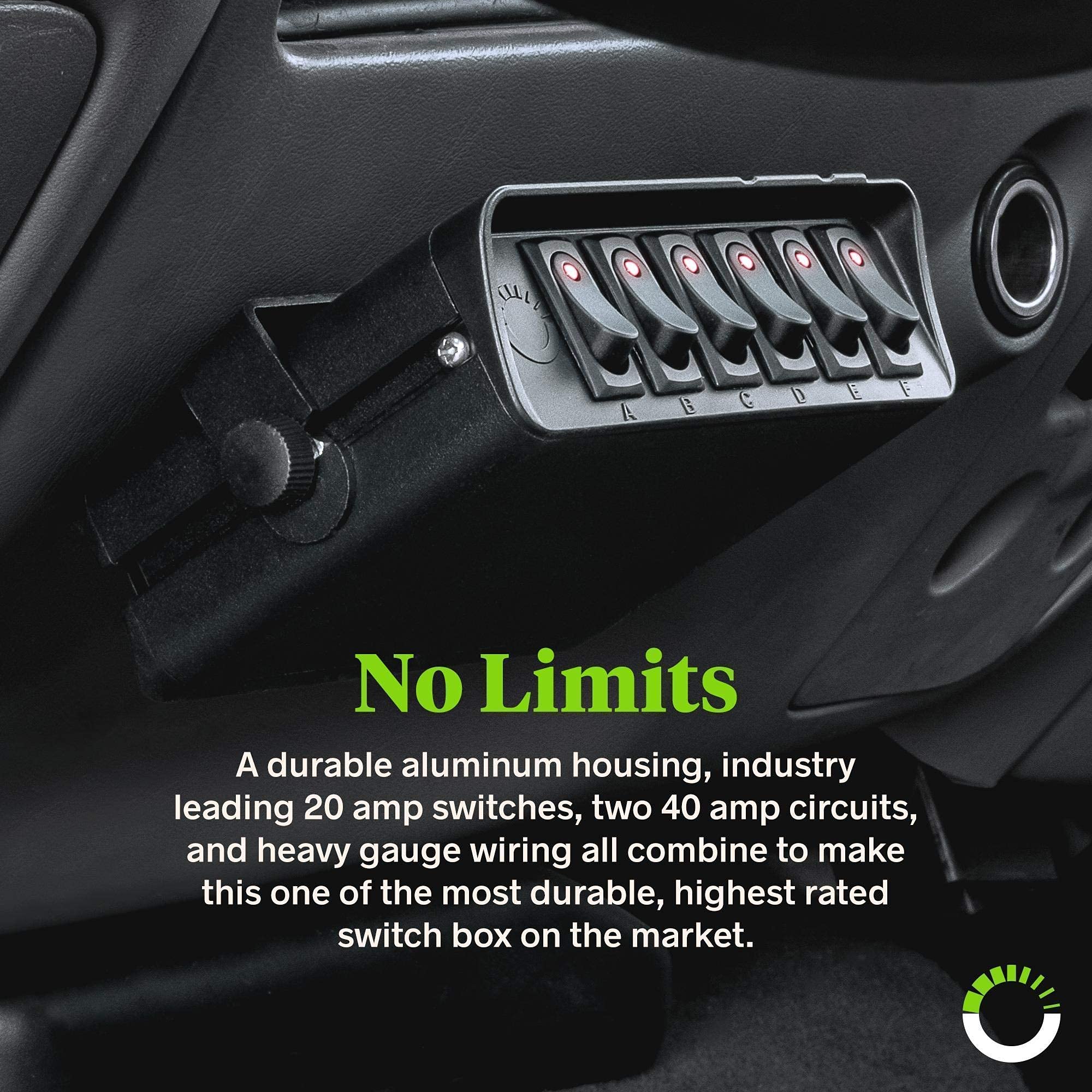 6Gang 12V Rocker Switch Box w/Momentary Switches [40 Amp Max.] [12 AWG Wires][12 Volt DC] SPST