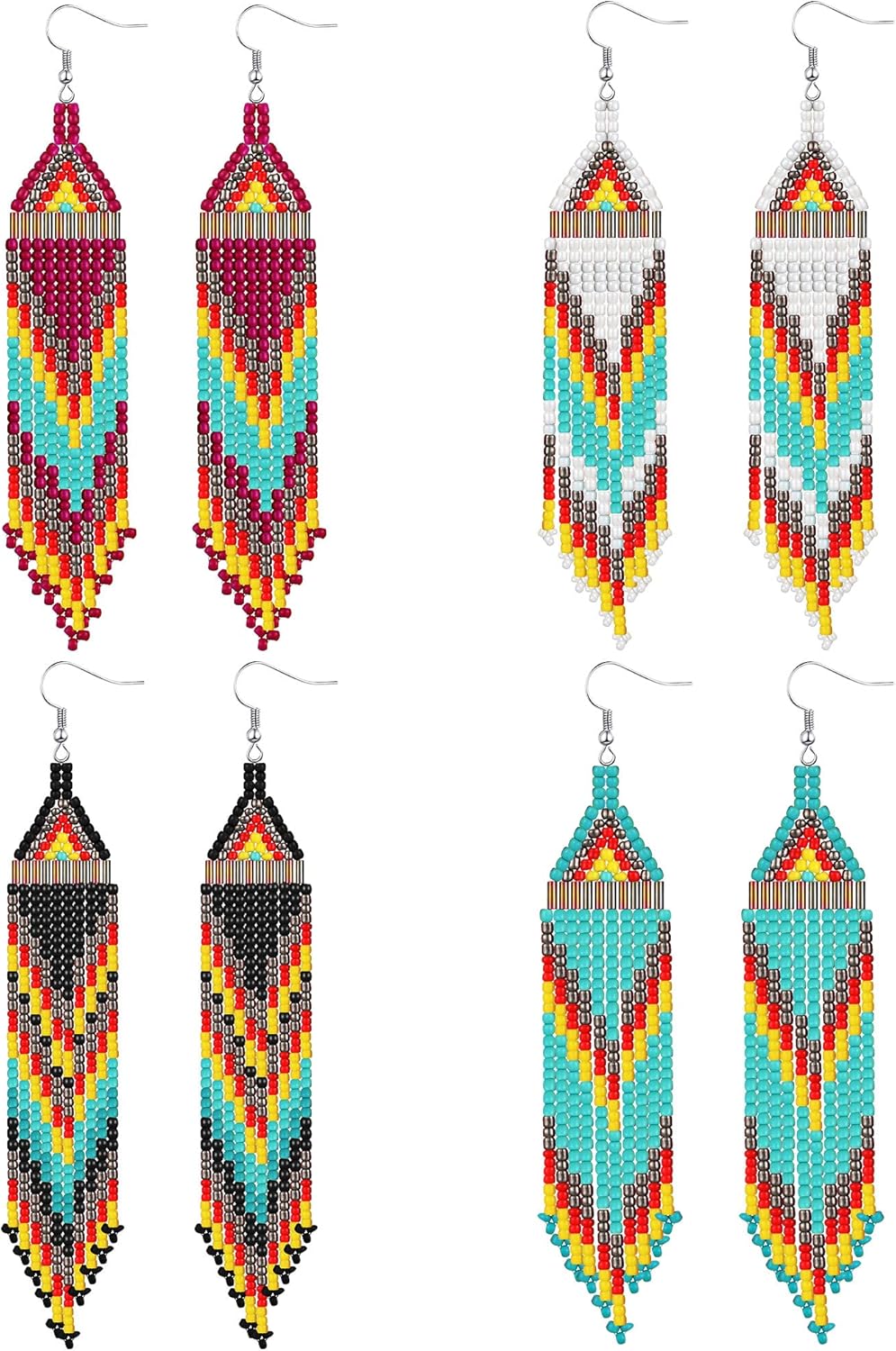 Bohemia native handmade statement fringe tassel earrings for women