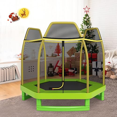 Miniatura 9 de Giantex - Trampolín de 7 pies para niños, marco de acero resistente pequeño mini trampolín para niños pequeños, grandes regalos para niños y niñas,