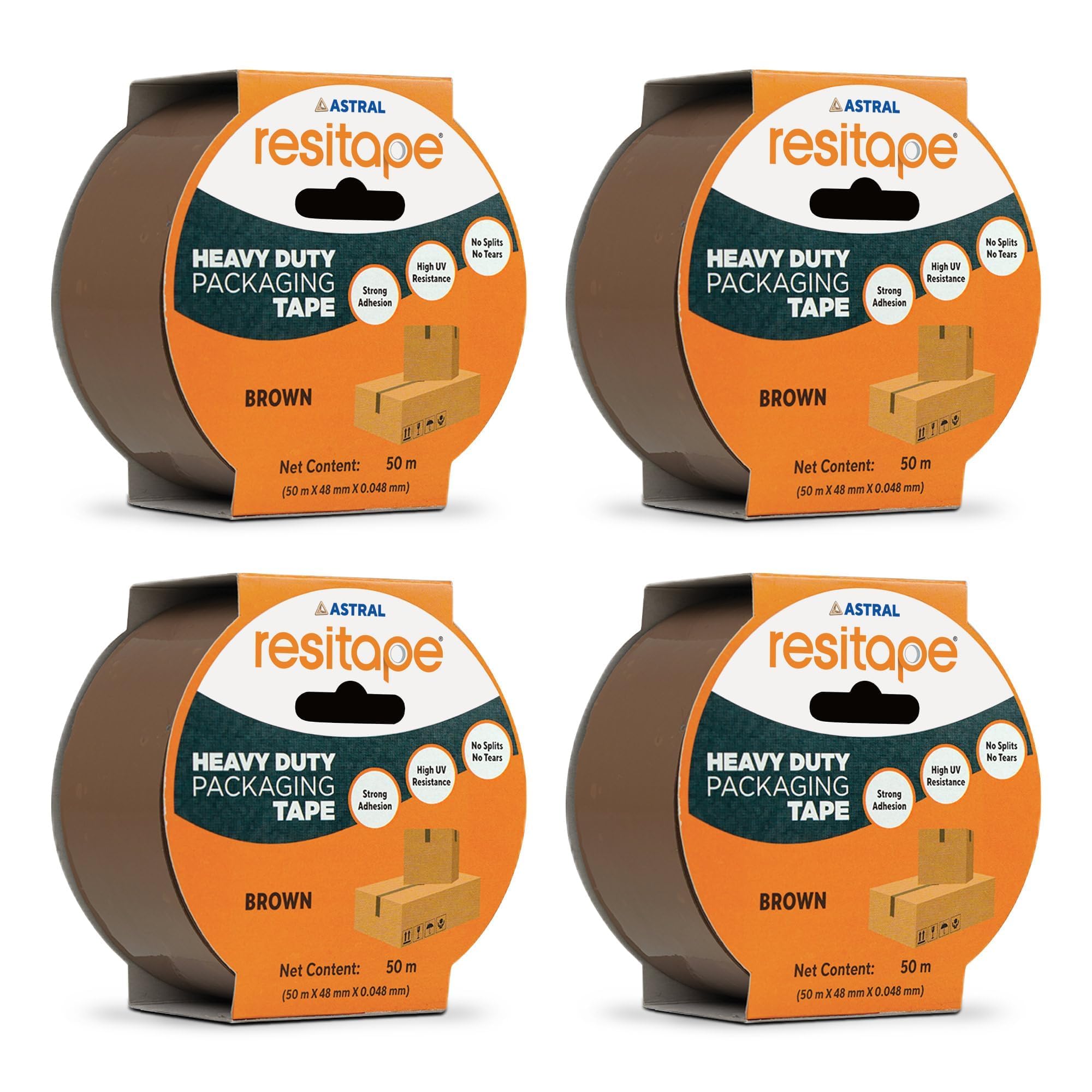 Resitape BOPP Brown Tape | (Pack of 2)| Packaging tape | Excellent Grip & Adhesion | High Strength & Durability | Multi Purpose Packaging, Decorating and DIY | 50 mtr. X 48 mm
