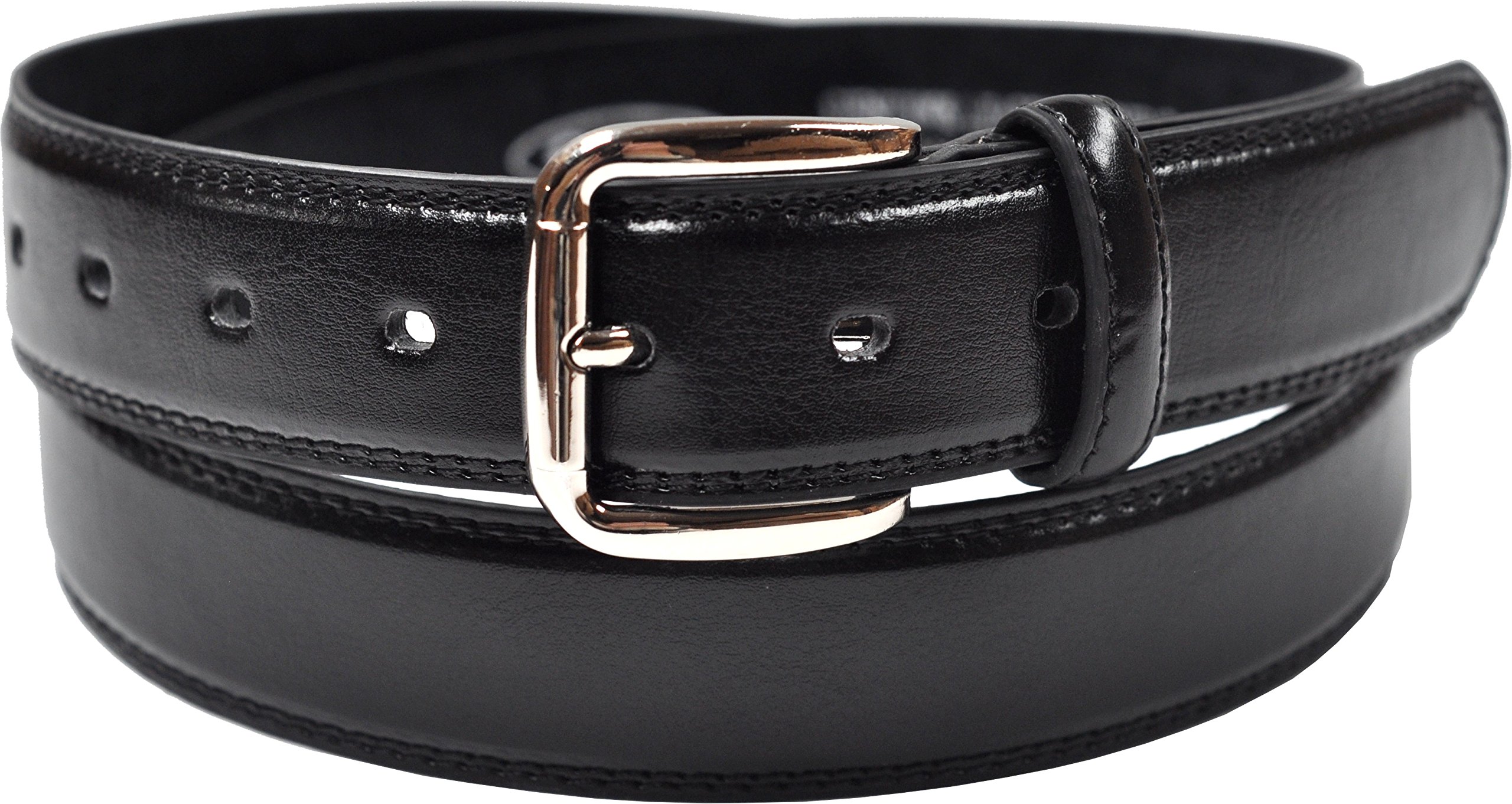 Ossi Men's Black Double Stitched Bonded Leather Suit Trouser Belt 4XL (52" - 56")
