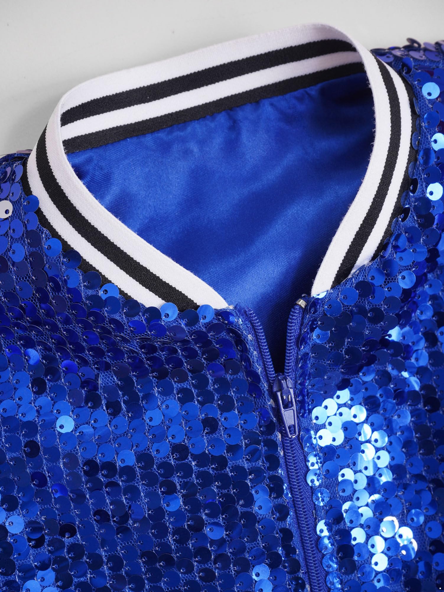 Alvivi Kinder Pailletten Jacke Jungen Mädchen Glitzer Baseball Jacke Langarm Sweatjacke Mantel Jazz Hip Hop Disco Party Tanzkostüm