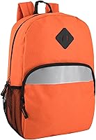 Trailmaker Reflective Kids School Backpack Orange - Adjustable Straps, Side Water Bottle Pockets, Safety Stripes for Visibility
