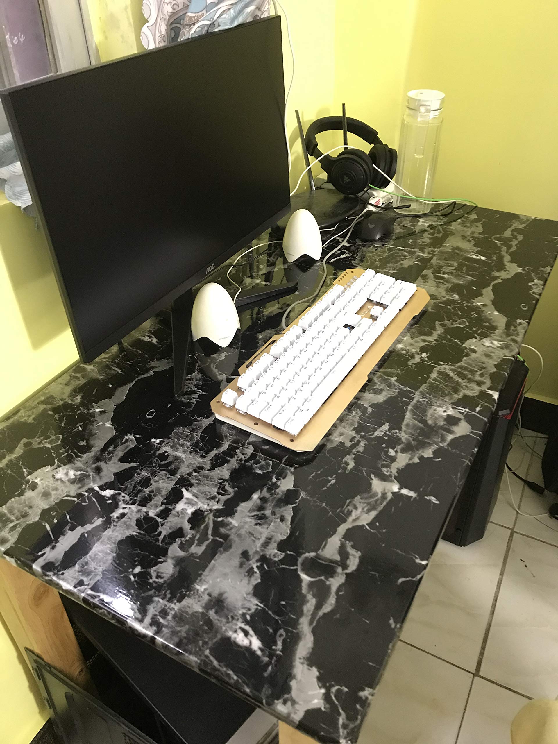 Black Marble Contact Paper for Countertops Waterproof Marble Wallpaper Peel and Stick