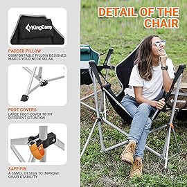 KingCamp Hammock Camping Chair, Swinging Portable Folding Camp Chairs for Adults 400lbs Heavy Duty Foldable Oversized Rocker with Aluminum Alloy Frame Cup Holder Pillow for Outdoor Beach Patio Sport