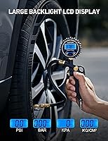 Vista 4 de AstroAI Medidor digital de presión de neumáticos con inflador, manómetro de aire de 250 PSI y accesorios de compresor de alta resistencia