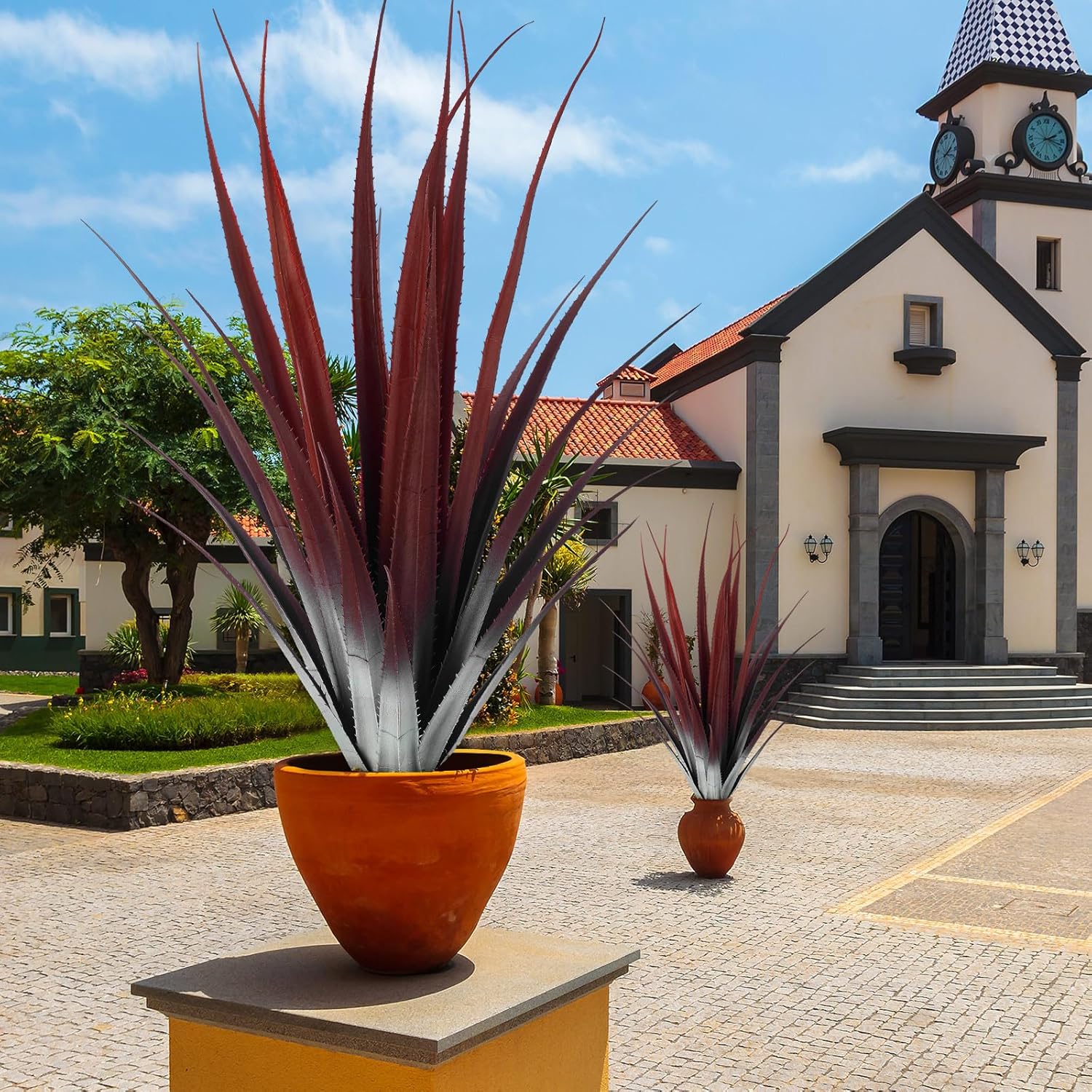 Giegxin 1 Pcs 26'' Realistic Red Artificial Aloe Vera Plant Faux Agave Plant Potted UV Resistant Agave Artificial Greenery Outdoor Indoor for Housewarming Gift House Garden - Image 7