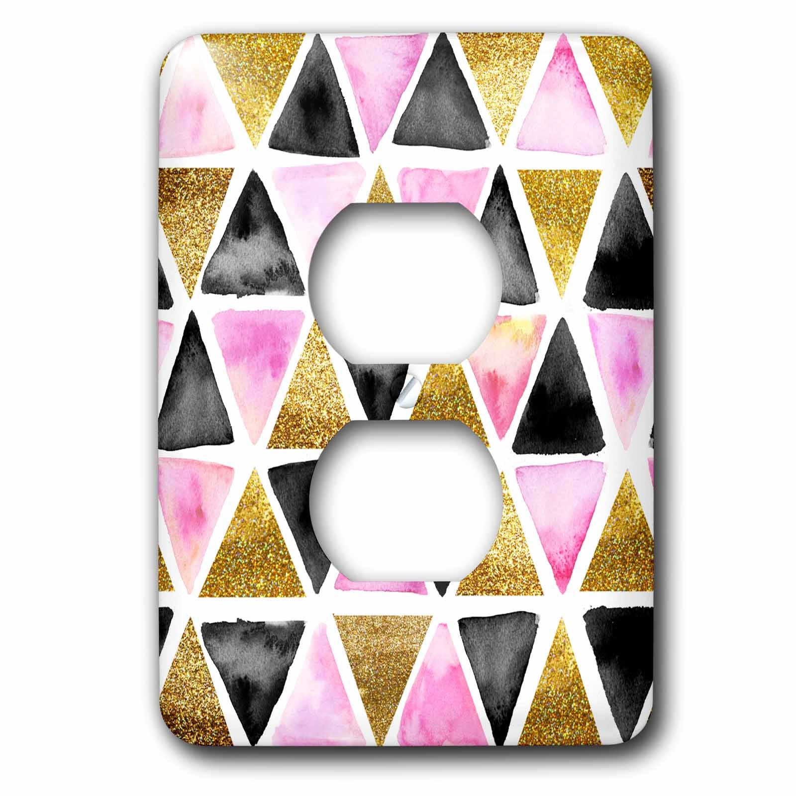 Aquarelle rose dorée noire 3D Rose lsp_252981_6 cache prise double triangle