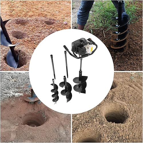 Miniatura 2 de LIYUANJUN Excavadora de agujeros de poste de 72 cc, kit de máquina de perforación de tierra de 3 KW (4.1HP) con brocas de 6 pulgadas10 pulgadas12