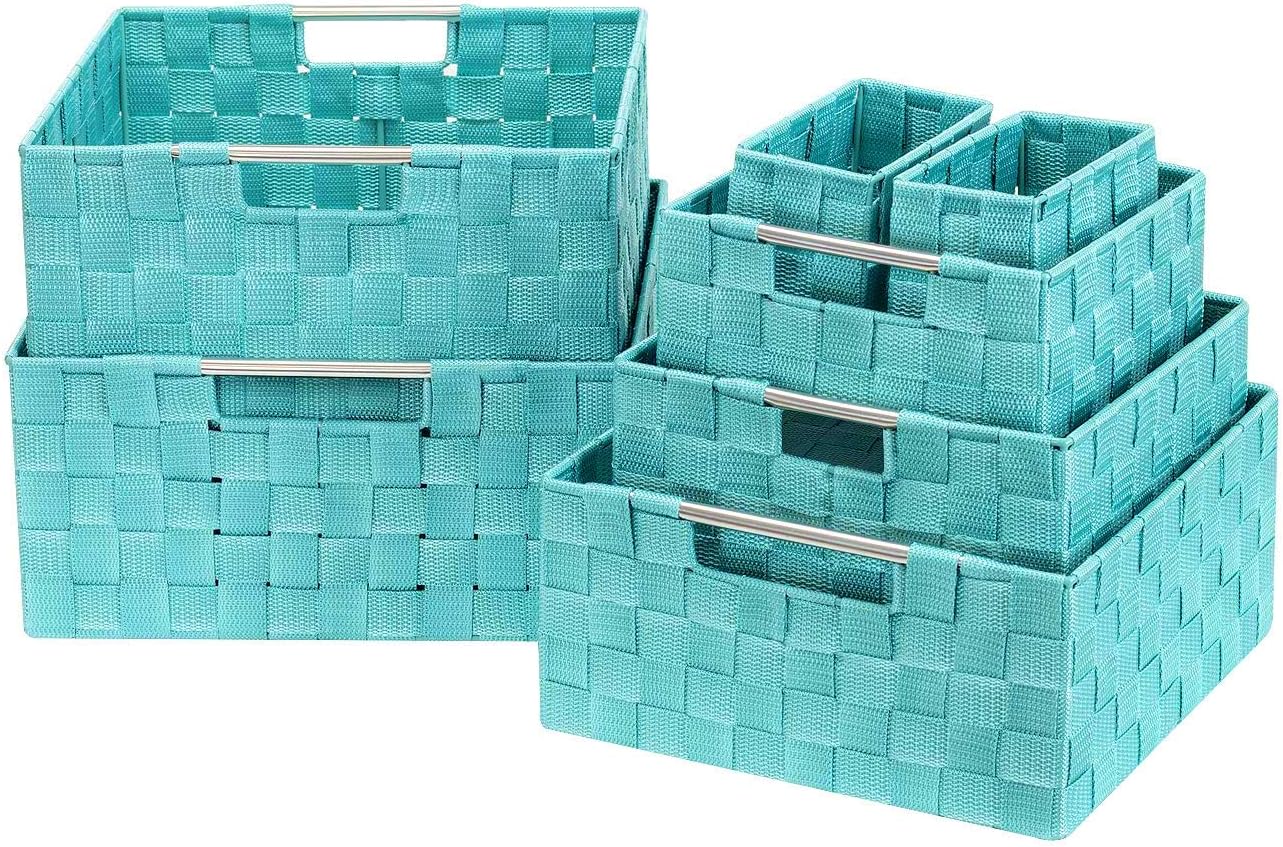 Sorbus Storage Baskets for Organizing Aqua Color Variety Pack