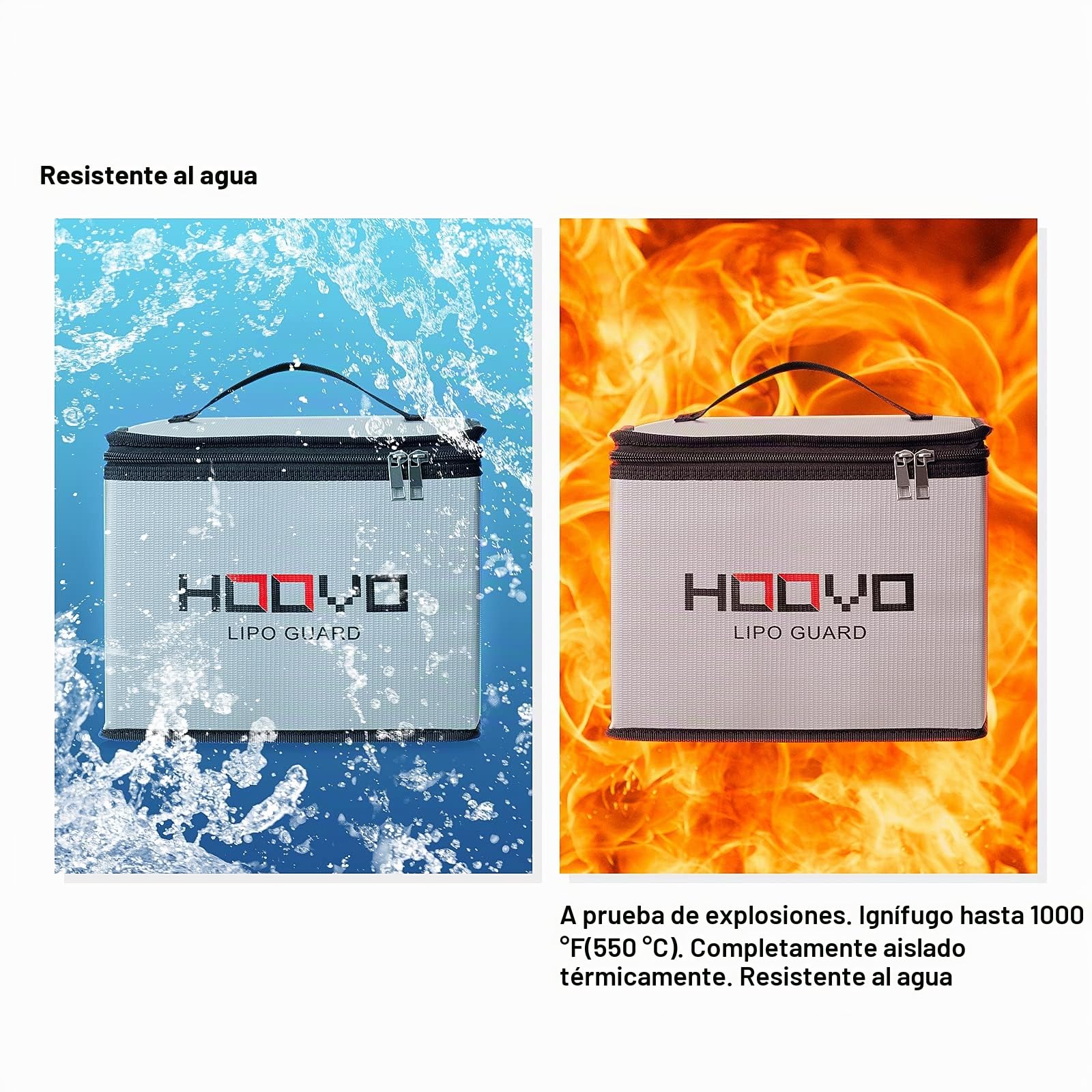 HOOVO Lipo Bag - Bolsa de Seguridad para batería Lipo ignífuga y antiexplosión LiPo Guard Safe Bag para Guardar y Cargar baterías de polímero de Litio con Doble Cremallera
