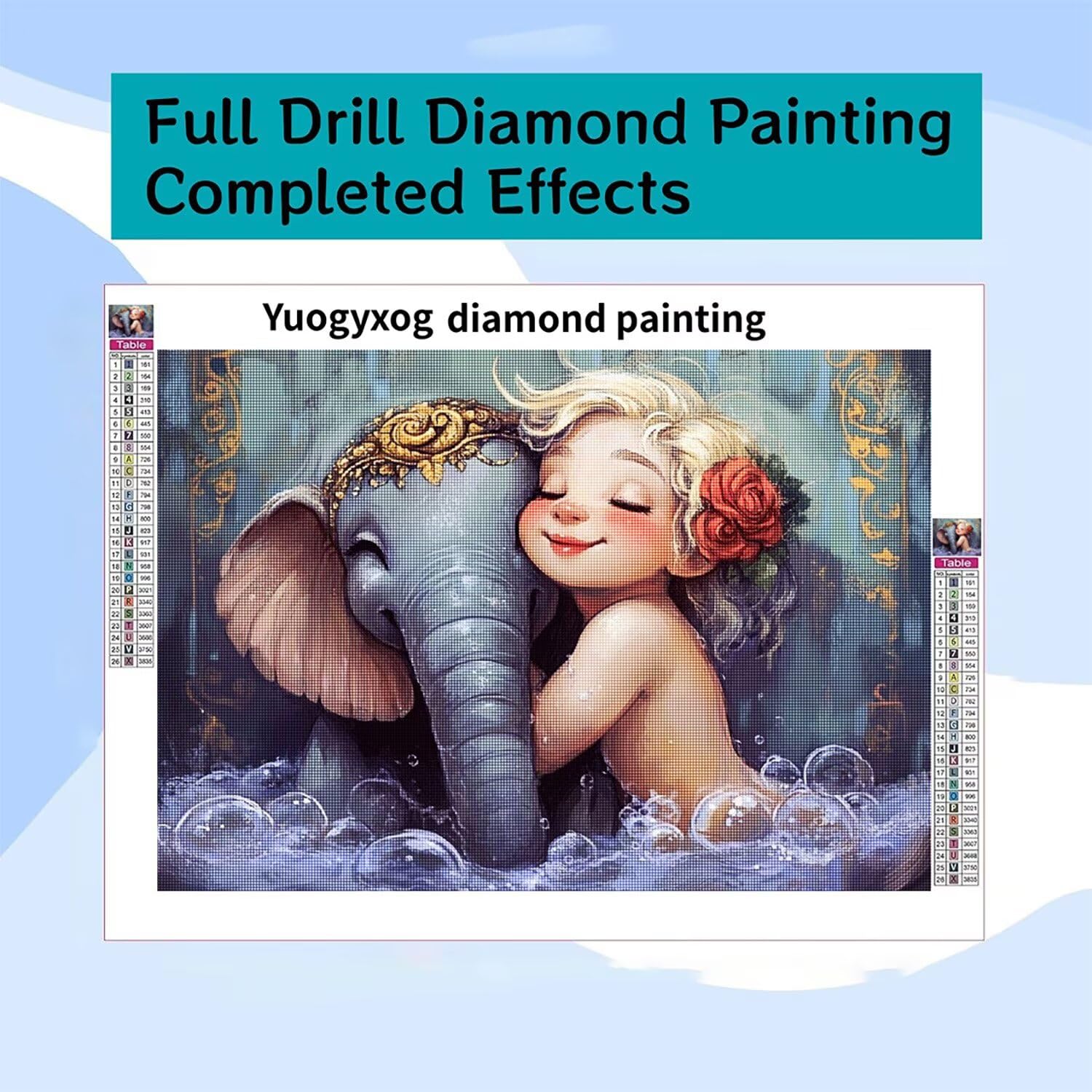 Diamond Painting Mädchen für Bastelset Kinder ab 6 Jahre, Diamant Painting Erwachsene Elefant, 5D Daiments Malerei Stickerei, DIY Mosaikherstellung Full Diamant Set Festival Geschenke 90x70cm L2-957