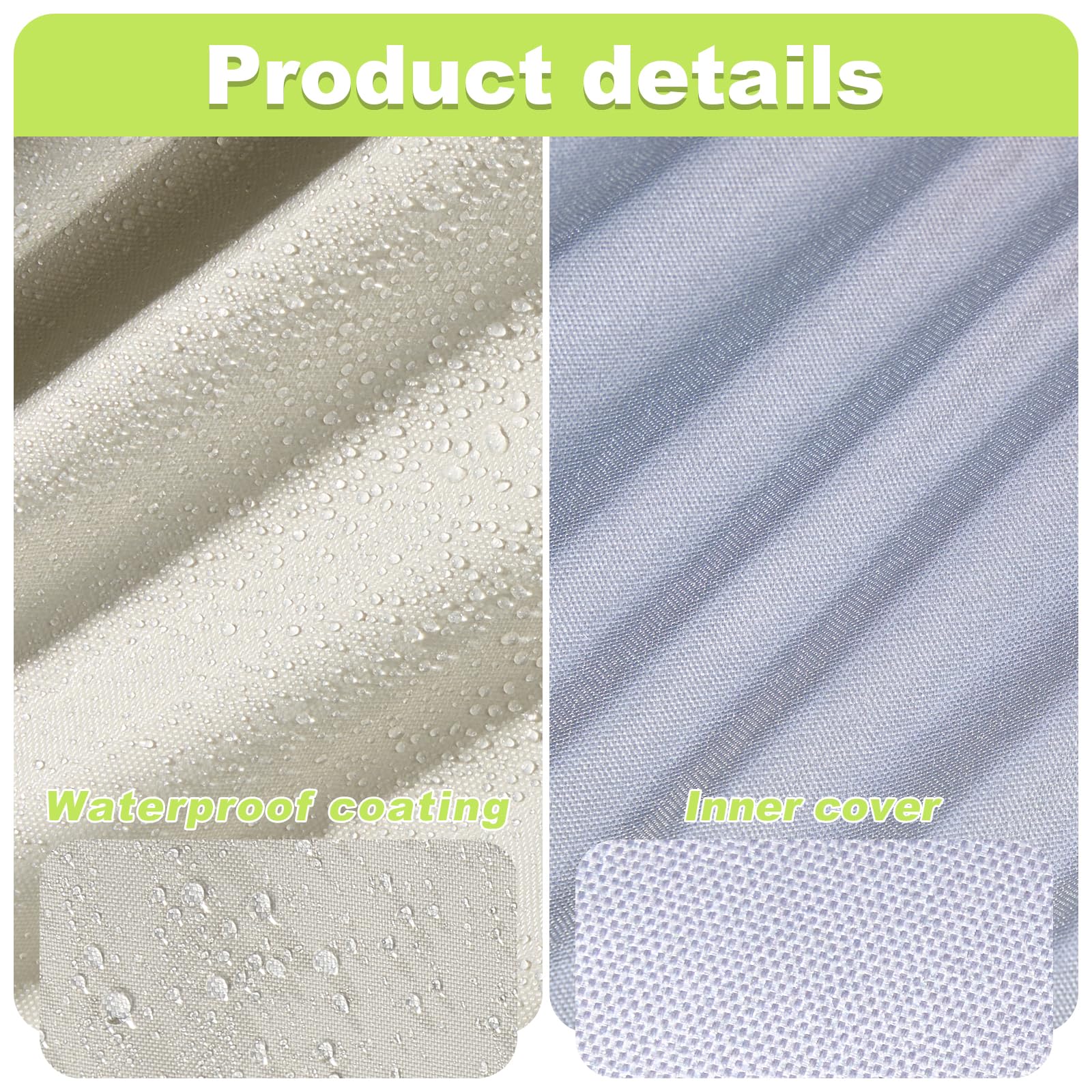 Funda para Sillas Apiladas Impermeable Fundas Sillas Terraza Exterior con Cordón,210D Oxford Protectora Sillas de Jardin,64x64x120/70CM (Beige) - 3