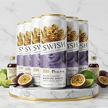 SWISH – 0.0% Alcohol-Free Mocktails - Martini Spritz (Naughty Passion) - No Artificial Ingredients, No Preservatives - Sparkling - Ready To Drink - 6 x 12 fl oz