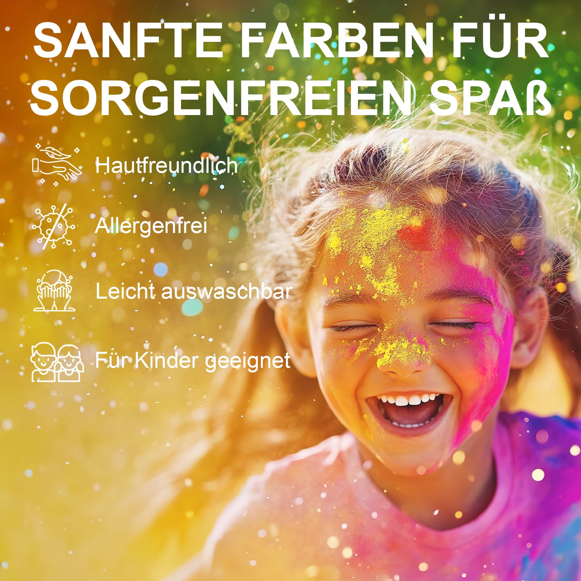 h2i Holi Pulver | 50 Beutel x 70 g | 3.500 g | 5 Farben | Holi Color Powder - 50 Farbbeutel mit leuchtenden Farben zum Werfen | für Festivals Fotoshooting Baby-Shower Party-Foto Fun & Action