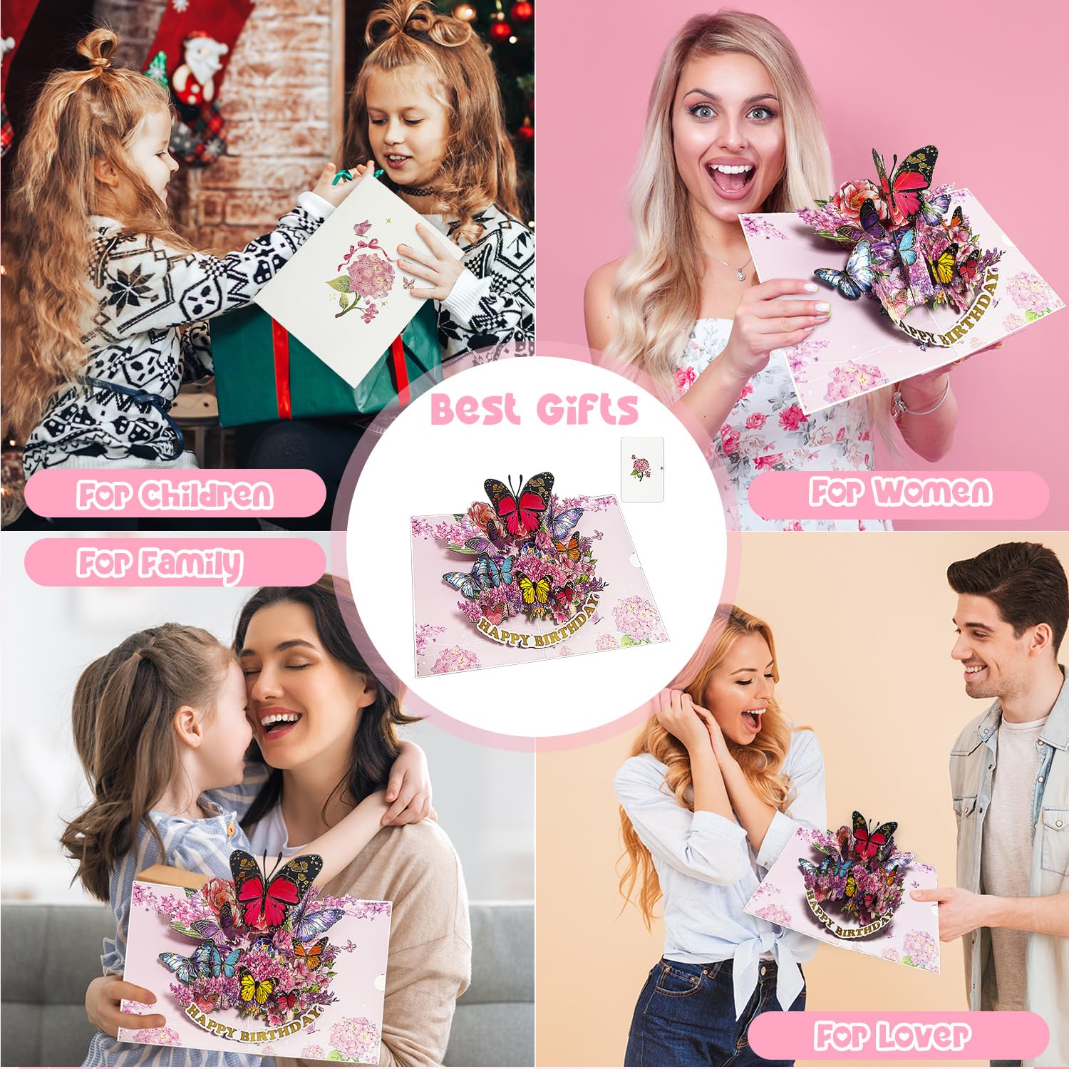 Tarjeta desplegable de feliz cumpleaños, hermosa tarjeta de felicitación floral 3D, tarjeta de cumpleaños desplegable para mamá, hermana, mujeres, abuela, madrastra, tía, hija, 5.7 x 7.7