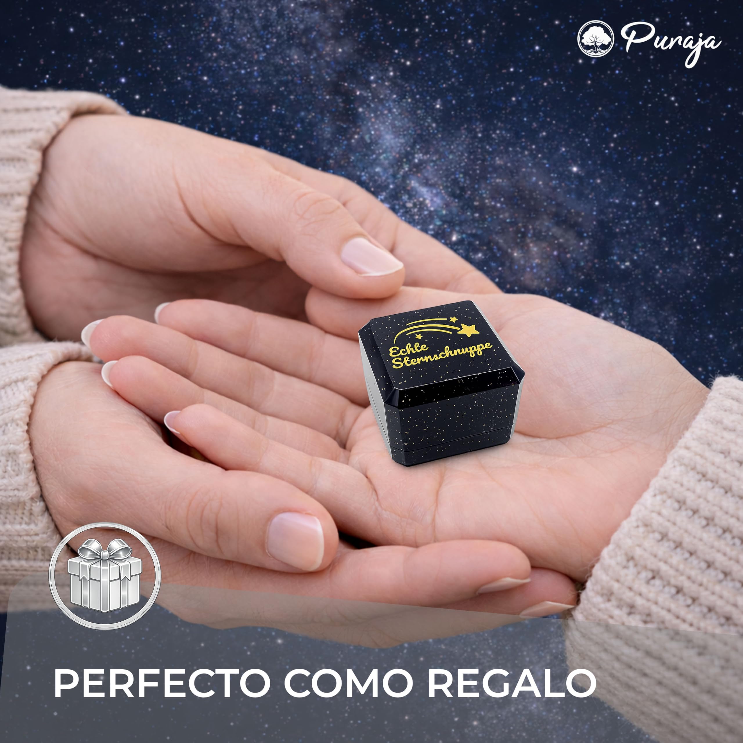 PURAJA Meteorito Estrella fugaz auténtica con Certificado | Regalo para cumpleaños, Bodas, Aniversarios | Amuleto de la Suerte