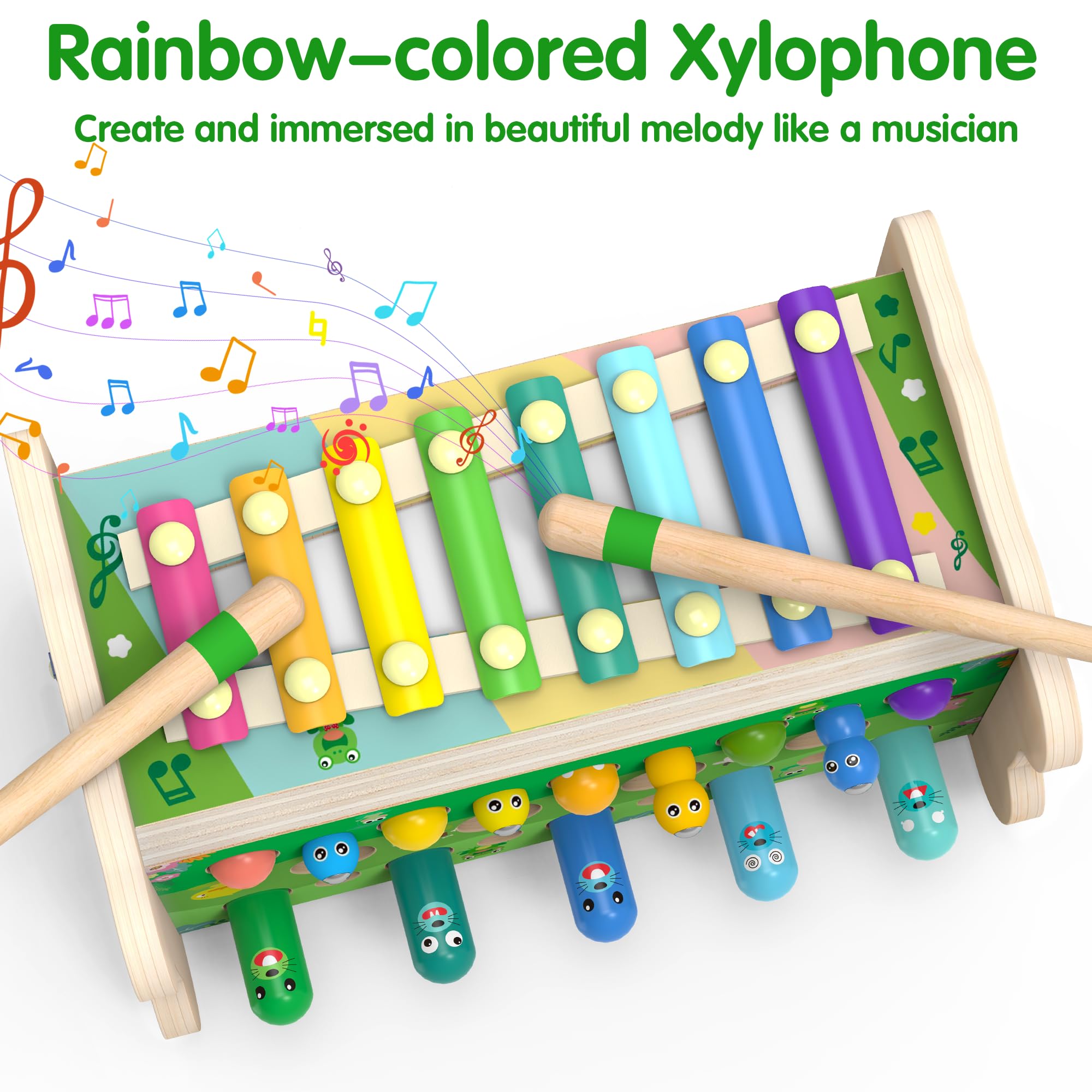 6-in-1 Wooden Montessori Toys for 1 2 3 Year Old, Mole-Tapping Game — Amazon image 2