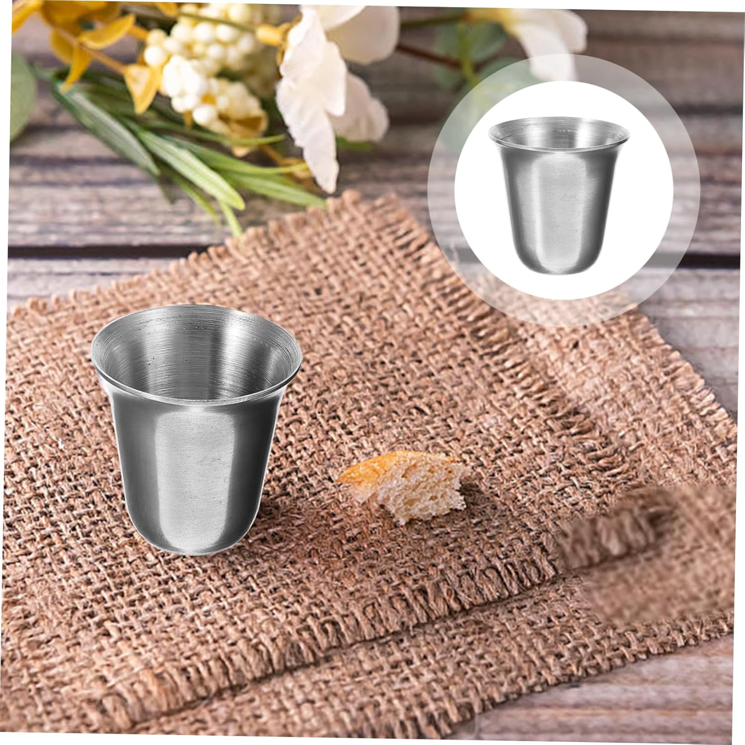 5sets Metal Religious Cup Stainless Steel Communion Set for Church Bag 10pcs*5