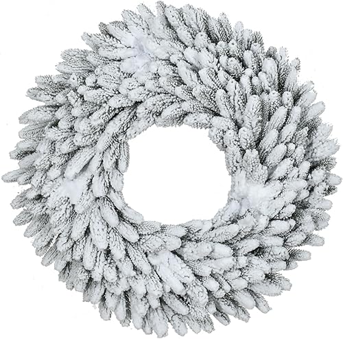 Miniatura 47 de Fraser Hill Farm Árbol de Navidad artificial flocado de pino de Alaska de 7.5 pies con luces inteligentes incandescentes blancas y soporte, árbol