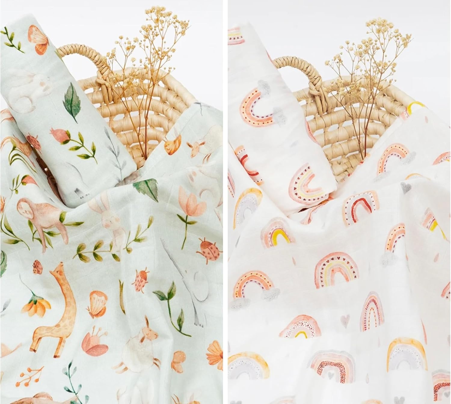 Premium Baby Muslin Blankets Best Swaddle for Newborn Multi-Purpose and Unisex Softest Deluxe Muslin Swaddle Blankets and Oversized 47"x43" (Pack of 2) (Butterfly-Bows)