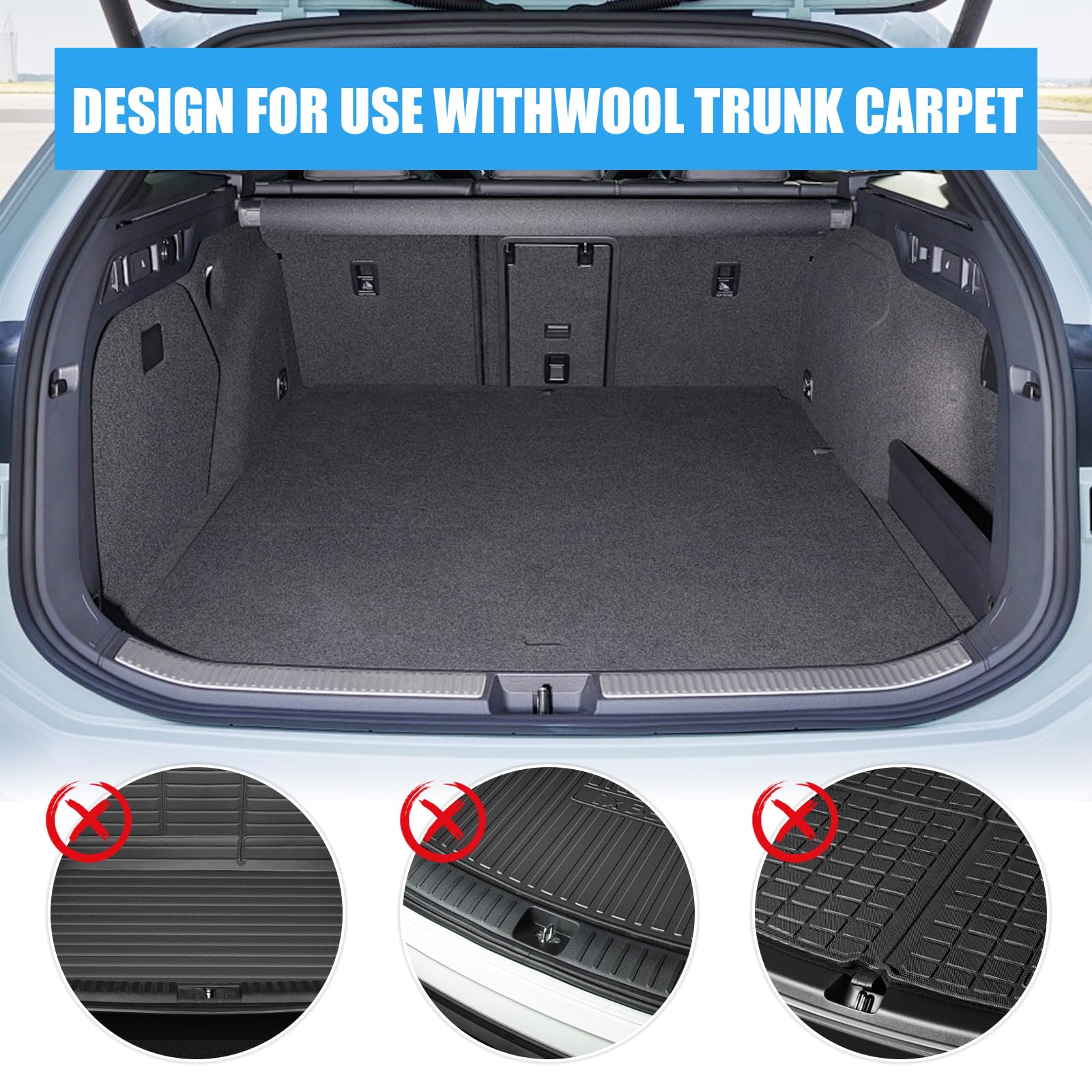 Organizer do bagażnika, na rzep, mocowanie na rzep, uchwyt do bagażnika, do samochodów SUV-ów, kombi, 30 cm długości, antypoślizgowy, dzielnik, 3 sztuki akcesoriów samochodowych