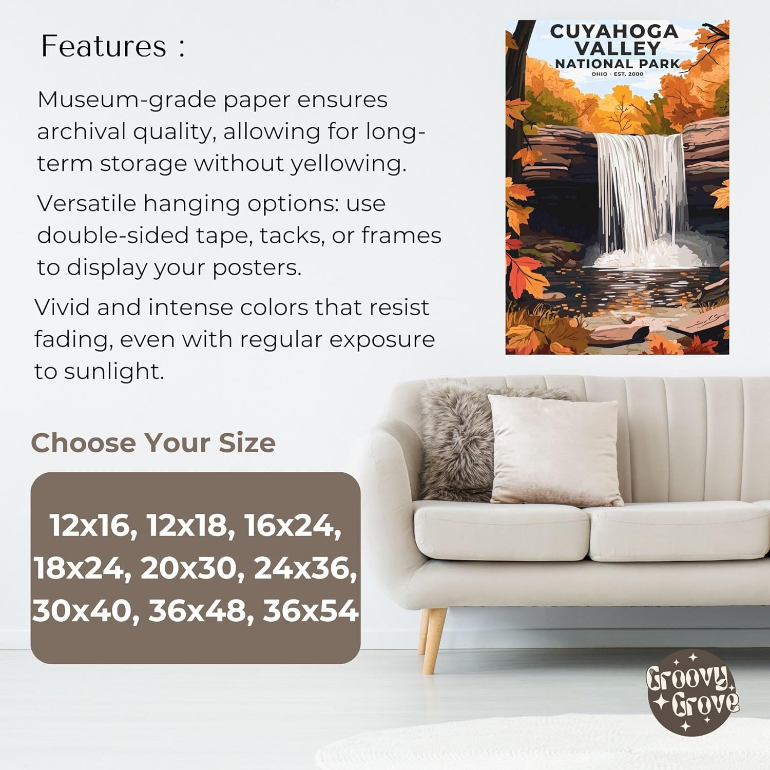 Cuyahoga Valley National Park Poster, Nature Landscape Wall Art Print, Outdoor Adventure Travel Wall Art Decor for Office, Bedroom, Bathroom, Living Room (Unframed)