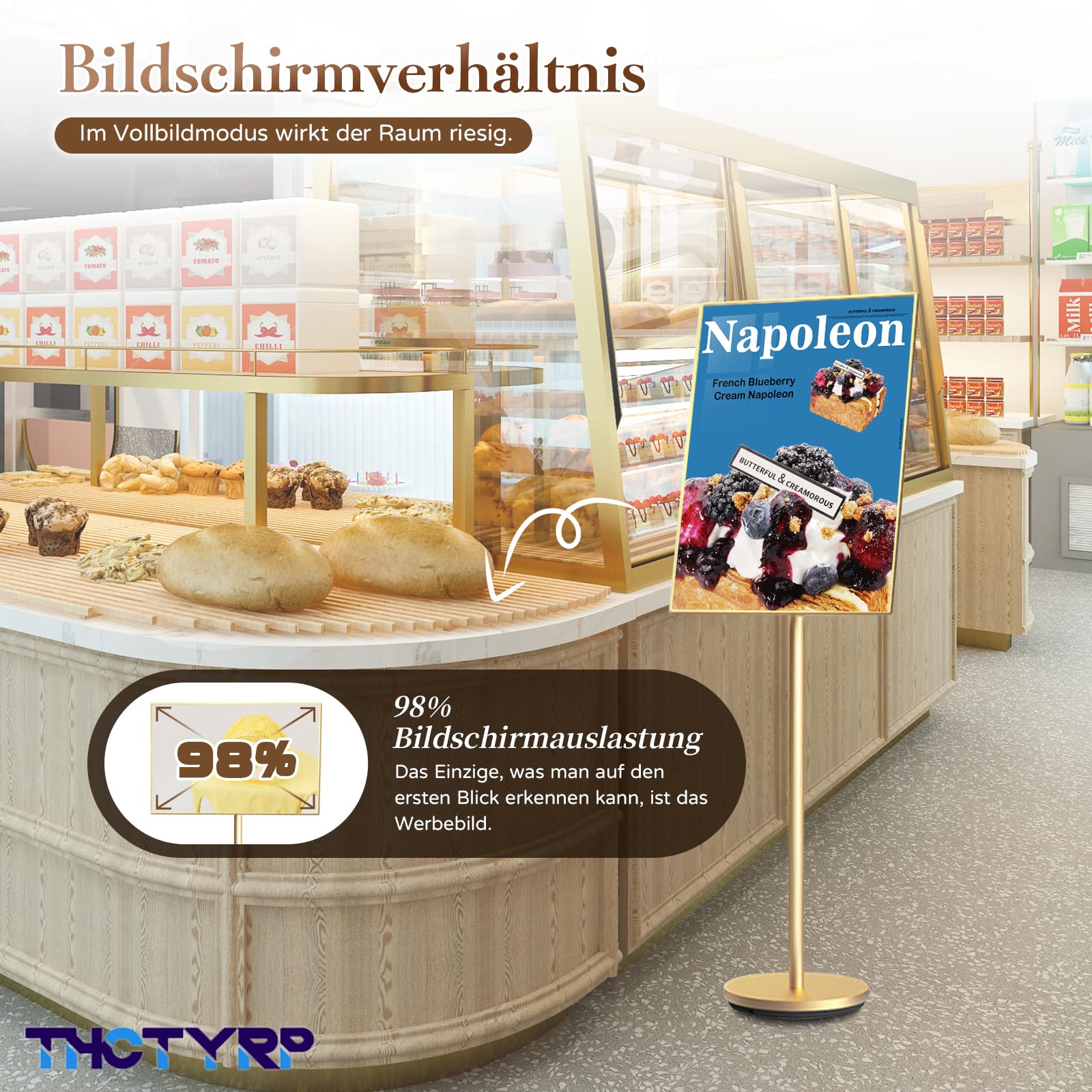 A2 Präsentationsständer, Höhenverstellbar Aluminium Gold | Vertikales Schild Nachrichtentafel Anschlagtafel, Verstellbarer Winkel, Stabiles A2-Nachrichtenschild