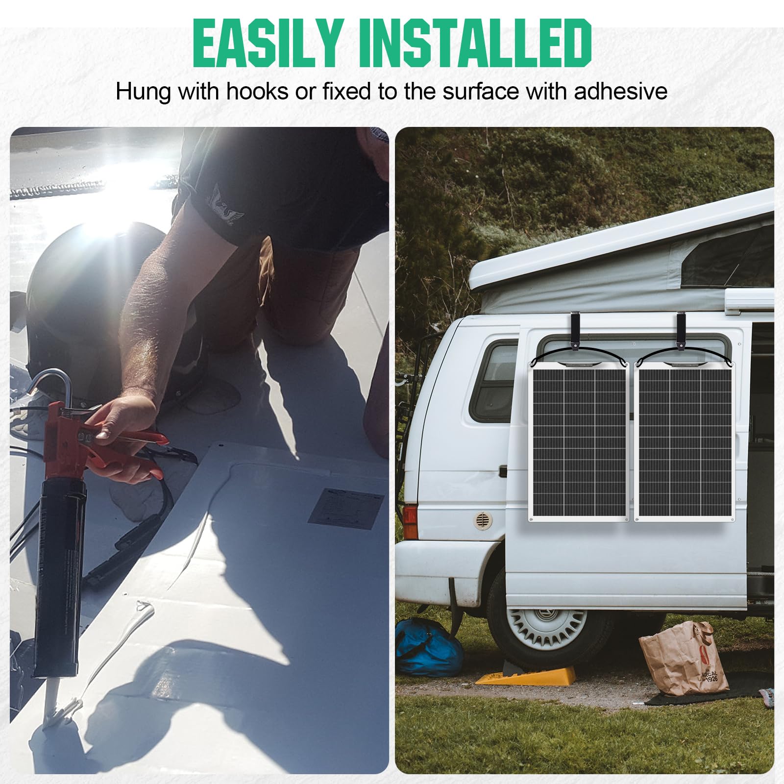 ECO-WORTHY - Kit pannello solare flessibile da 260 Watt, 12 Volt, indipendente dalla rete, fuori rete: 2 pezzi di pannello solare da 130 W + regolatore di carica PWM con display LCD da 30 A + cavo