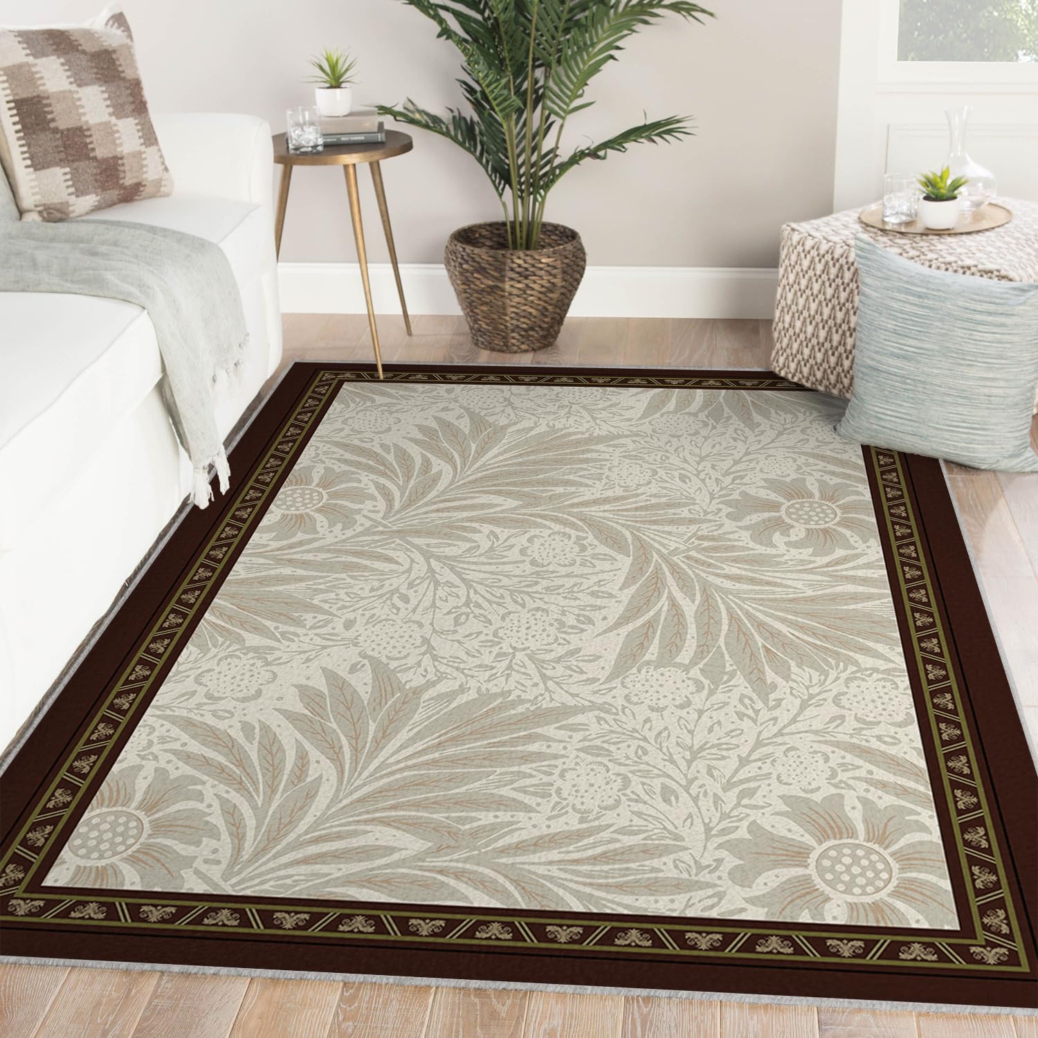 Tapis de cuisine antidérapant lavable 80x150cm à poil bas marron