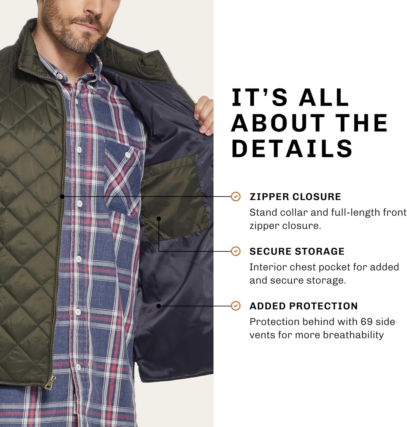 Weatherproof Vintage Mens Quilted Puffer Vest - Lightweight Padded Insulated Vest for Men - Image 3