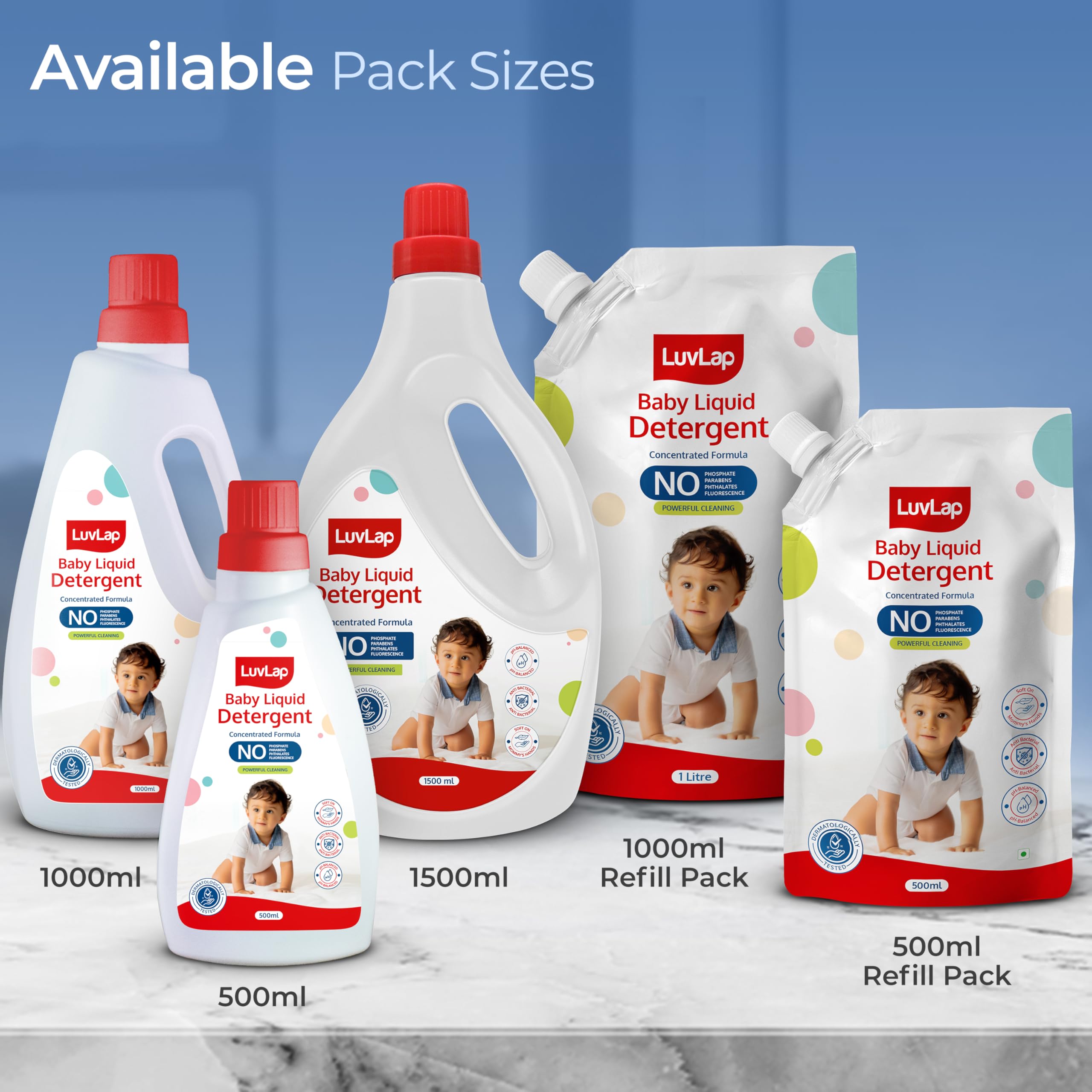 LuvLap Baby Laundry Detergent 1500ml, pH Balanced, No harsh chemicals, Safe for mommy's hands & baby's skin, Anti-Bacterial, Softens clothes & Removes Stains & Odour, Dermatologically tested Liquid 4