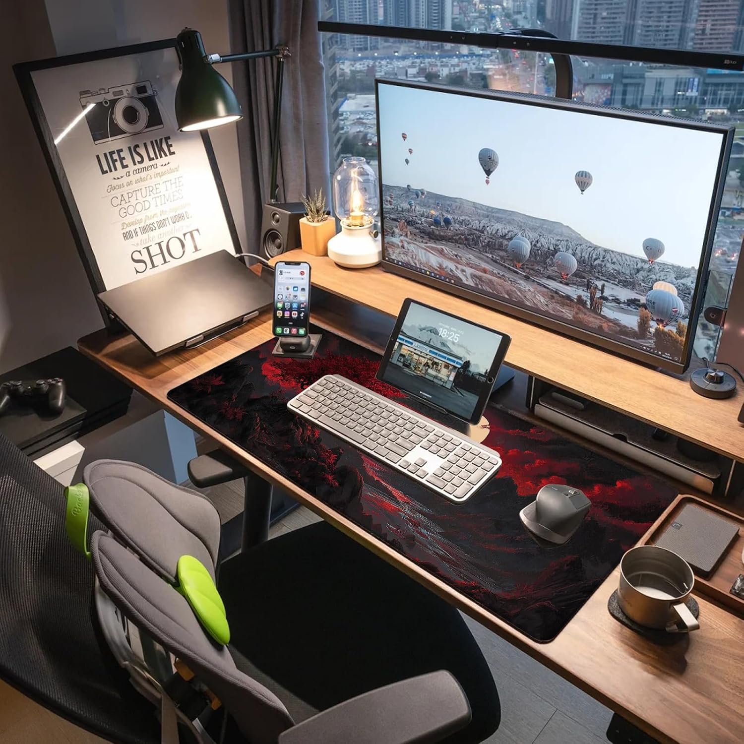 Extended Gaming Mouse Pad, Large Mouse Mat 3 mm Nature Rubber Base Mousepad with Stitched Edges, Non-Slip Desk Mat for Office Home Great Gift 31.5x11.8 Inch (Dark Canyon 1) - 3