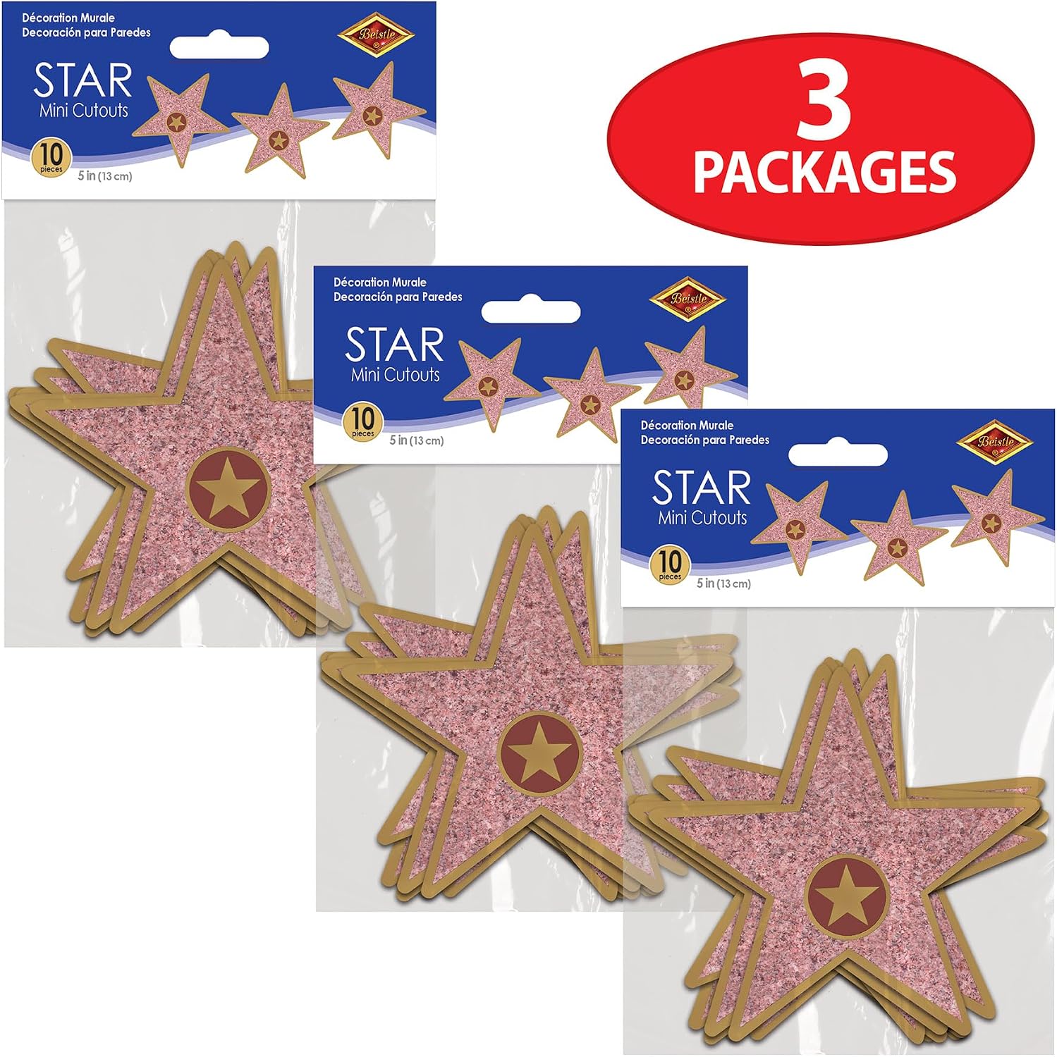 Beistle Mini “Star” Cutouts – 30-Count Double-Sided Cardstock Stars for Awards Night & Hollywood VIP Theme Parties – Customizable – Celebrity Event Decorations, 5"