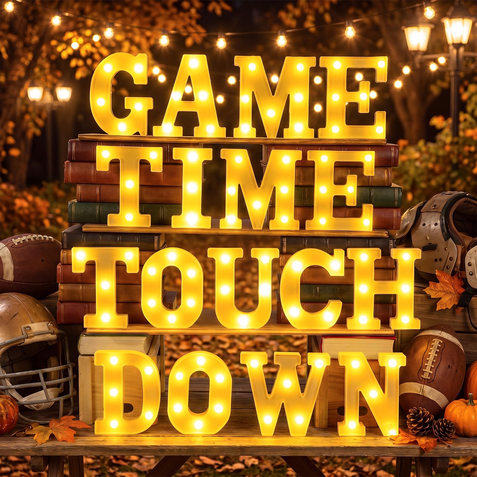 Aurelema 17 Pcs Football Decoration Game Time Touch Down Letter Lights Sign