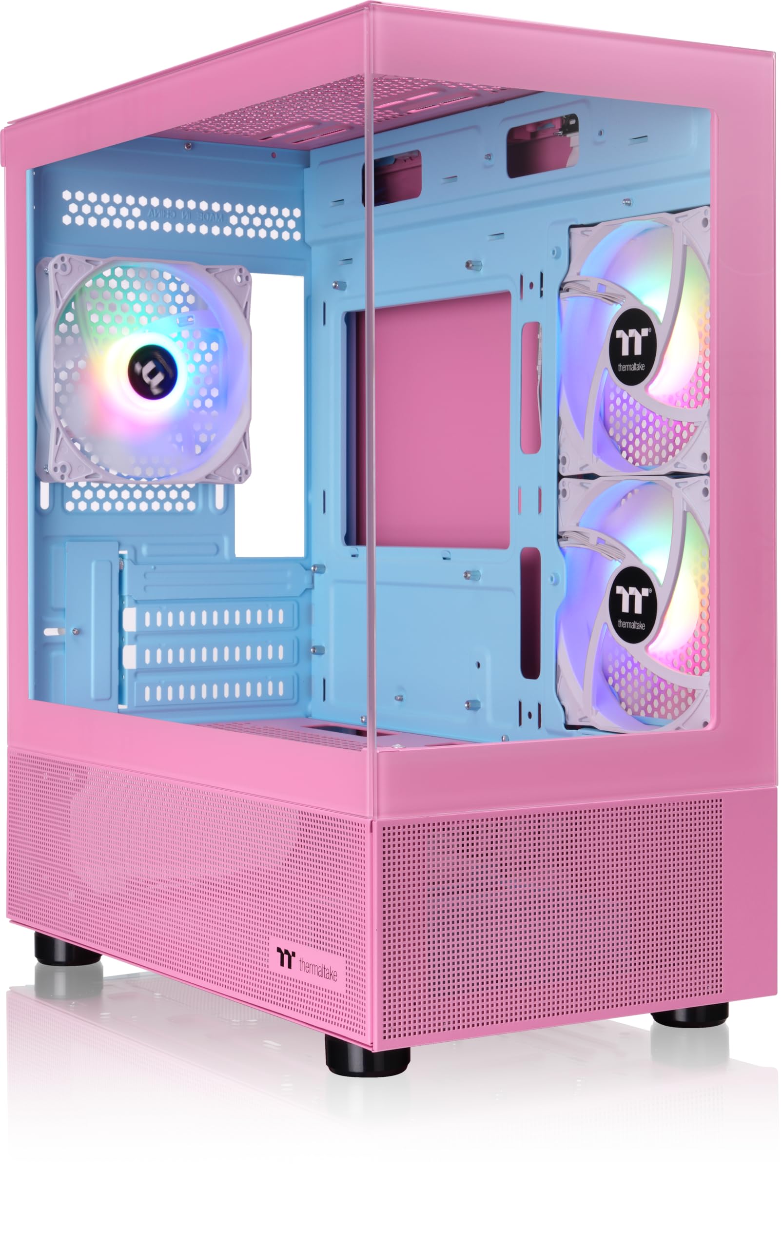 Thermaltake View 170 TG ARGB Bubble Pink | Micro ATX PC-Gehäuse | Tempered Glass Panorama | 2X 120 mm Lüfter | Radiator bis 280 mm | GPU bis 340 mm | USB 3.0