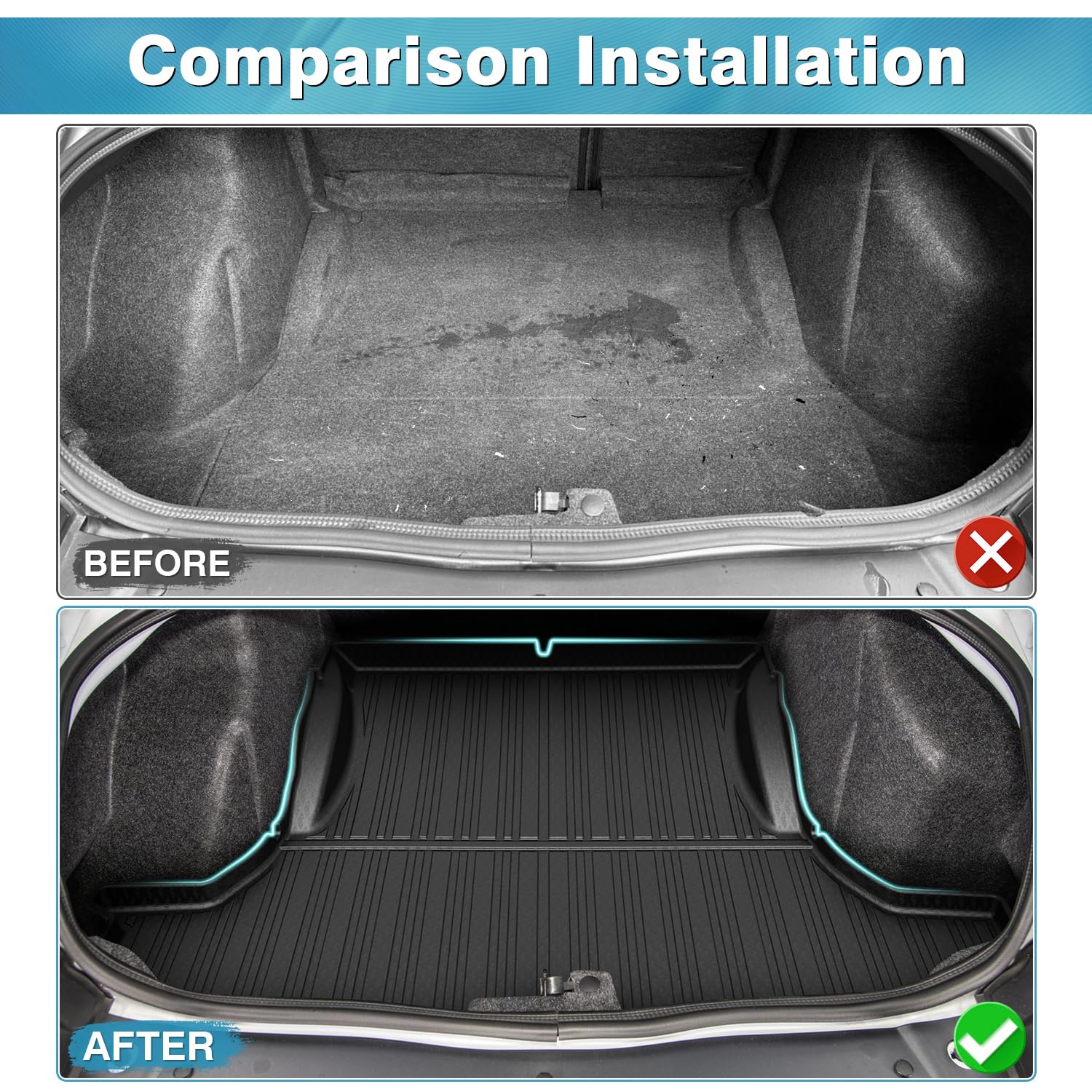 Mixsuper Heavy-Duty Trunk Liner For Dodge Challenger (2014-2023) - All-Weather TPE Cargo Mat, Fits Models Without Subwoofer