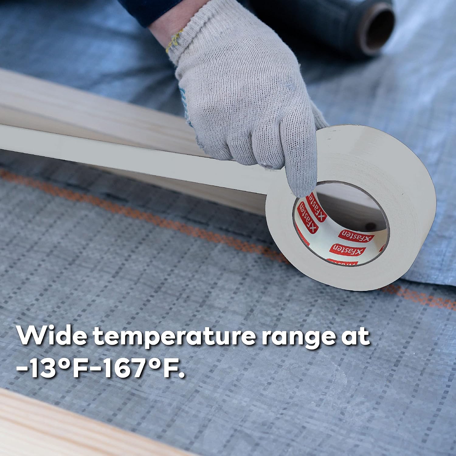 XFasten White Vapor Barrier Tape, 9 mil, 3.78-Inch x 60-Yards, Waterproof Moisture Barrier Tape for Crawlspace Encapsulation, Construction Sheathing Seal Film, Housewrap Seaming and Underlayment Seal
