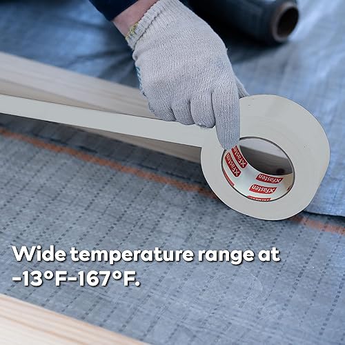 Miniatura 5 de XFasten Cinta de barrera de vapor blanca, 9 mil, 3.78 pulgadas x 60 yardas, cinta de barrera de humedad impermeable para encapsulación de espacio de