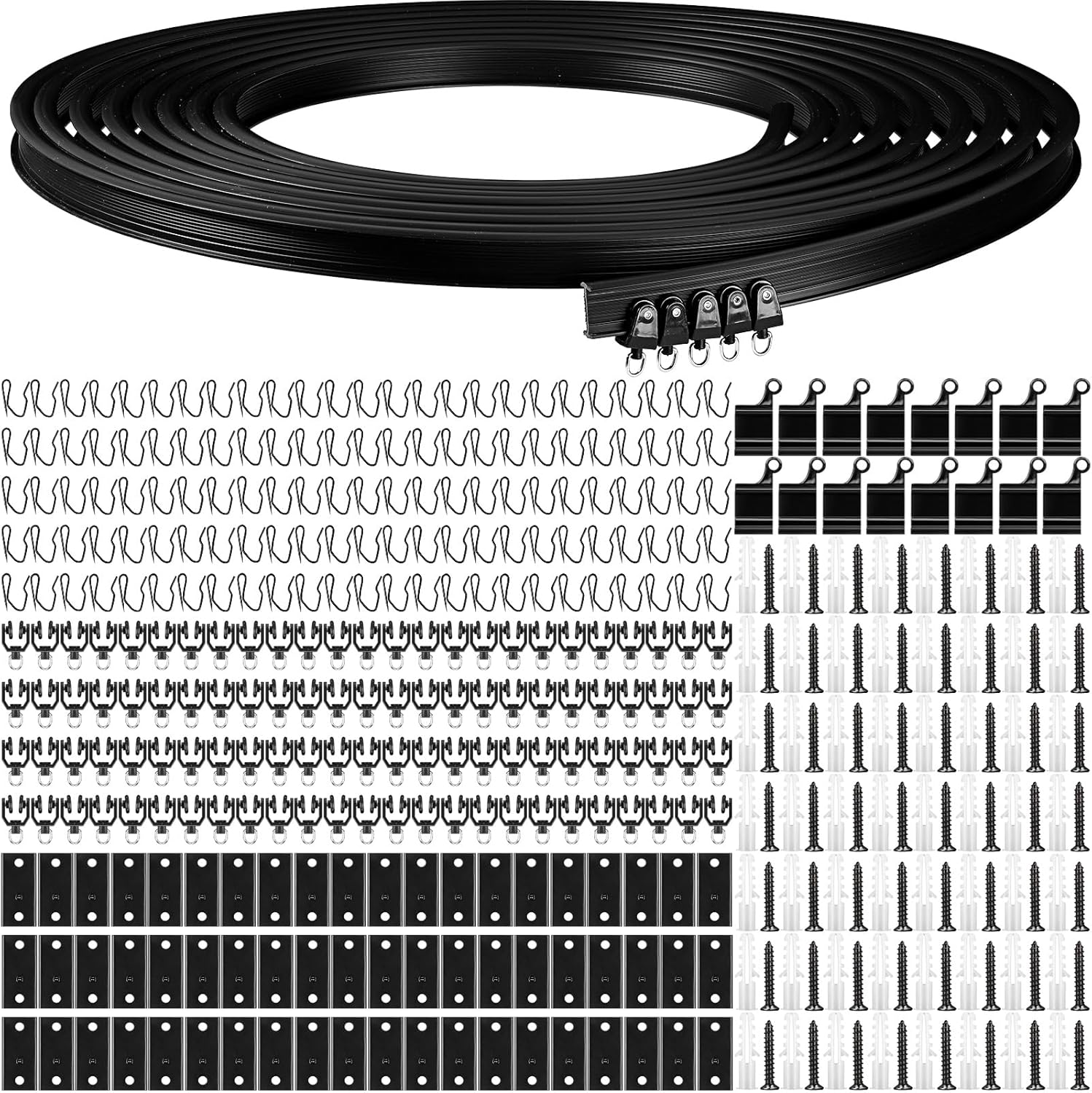 Jetec Curtain Tracks Ceiling Flexible Curtain Track Bendable Rail Curved Wall Mounted for Living Room Bedroom Divider Rod RV(20 Meter/ 65.6 Feet,Black) 20 m Black