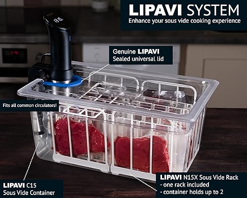 Miniatura 2 de LIPAVI Sistema Sous Vide Modelo NXC15-UNIR - con contenedor C15, estante N15X y una tapa universal - se adapta a prácticamente cualquier máquina