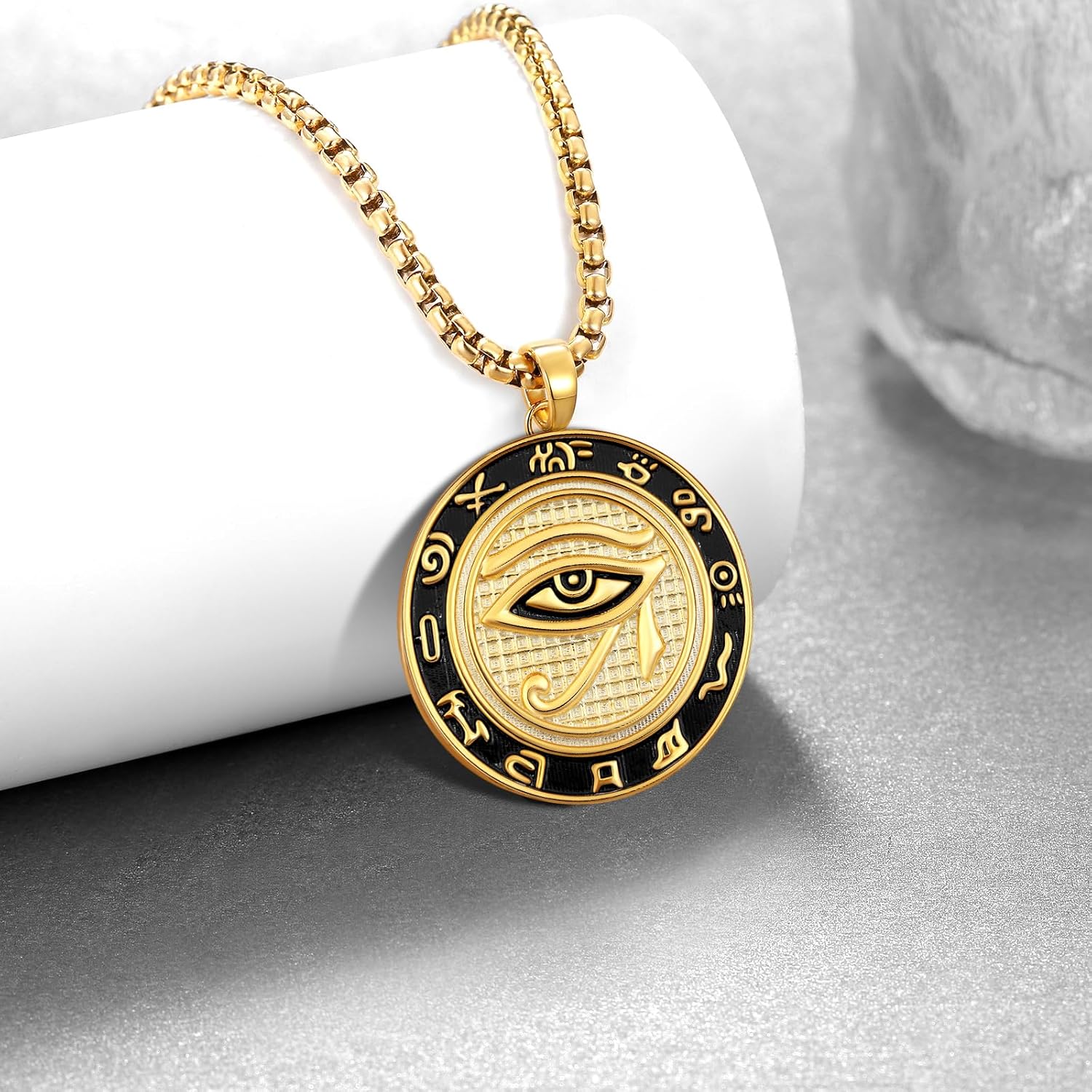 Egyptian Eye of Horus Necklace 925 Sterling Silver Gold Eye of Horus Pendant Necklace Men's Egyptian Jewelry Amulet Gifts for Men Women - Image 2