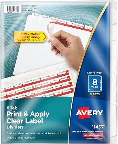 Etiquetas para índices Avery, transparentes, divisoras, Blanco