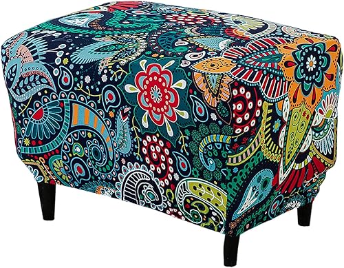 Vista 38 de Eco-Ancheng - Funda otomana elástica rectangular para almacenamiento, funda para taburete con reposapiés, cubiertas para taburete otomano con parte