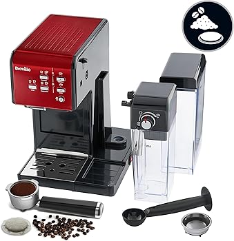 Breville Prima Latte II Espresso | Cafetera para latte y capuchino | Bomba profesional de 15 bares y espumador | Rojo [VCF109X]2